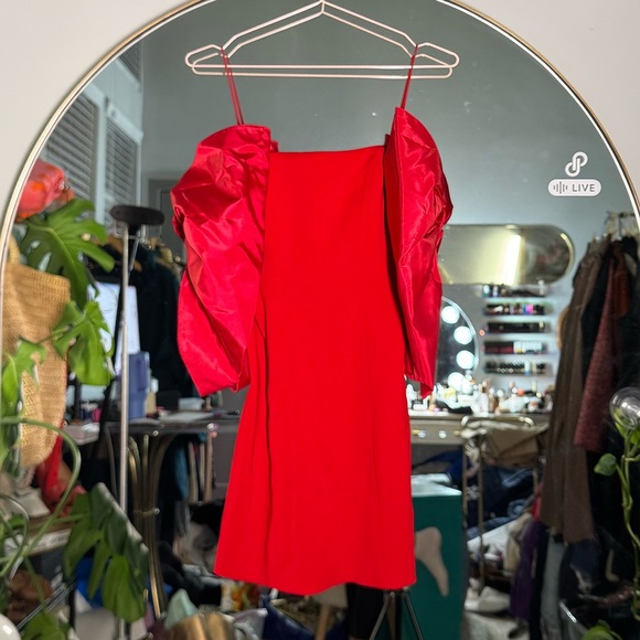 TOCCIN NWT Red Double Bow Holiday Mini Dress - Picture 2 of 5